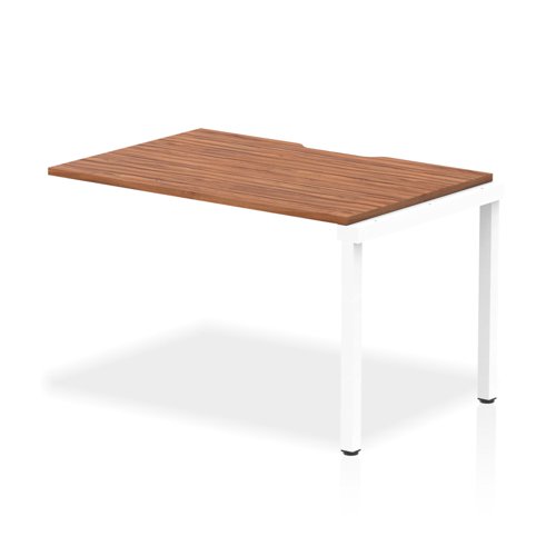 Evolve Plus 1200mm Single Row Office Bench Desk Ext Kit Walnut Top White Frame