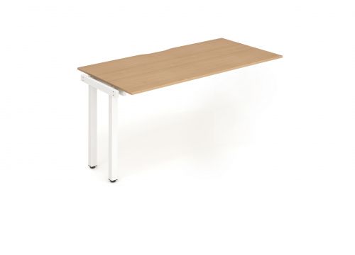 Single Ext Kit White Frame Bench Desk 1200 Beech