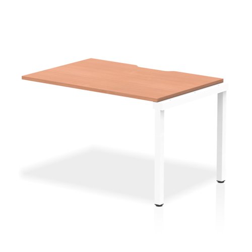 Evolve Plus 1200mm Single Row Office Bench Desk Ext Kit Beech Top White Frame