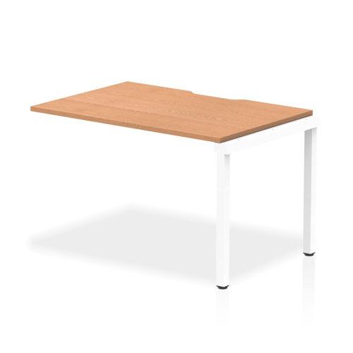 Evolve Plus 1200mm Single Row Office Bench Desk Ext Kit Oak Top White Frame