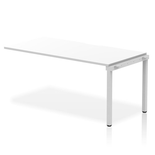 Evolve Plus 1600mm Single Row Office Bench Desk Ext Kit White Top Silver Frame