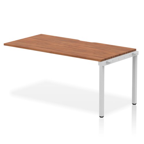 Evolve Plus 1600mm Single Row Office Bench Desk Ext Kit Walnut Top Silver Frame