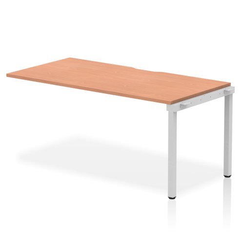 Evolve Plus 1600mm Single Row Office Bench Desk Ext Kit Beech Top Silver Frame