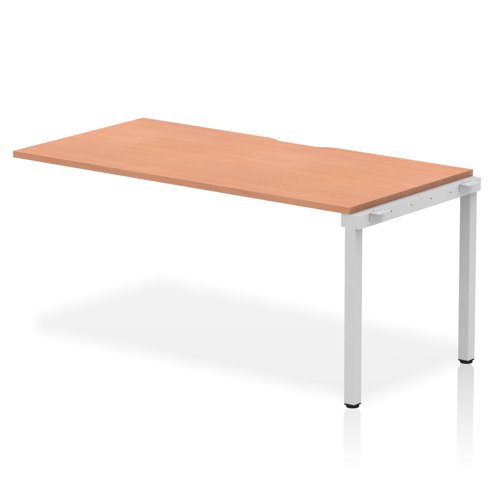 Single Ext Kit Silver Frame Bench Desk 1600 Beech