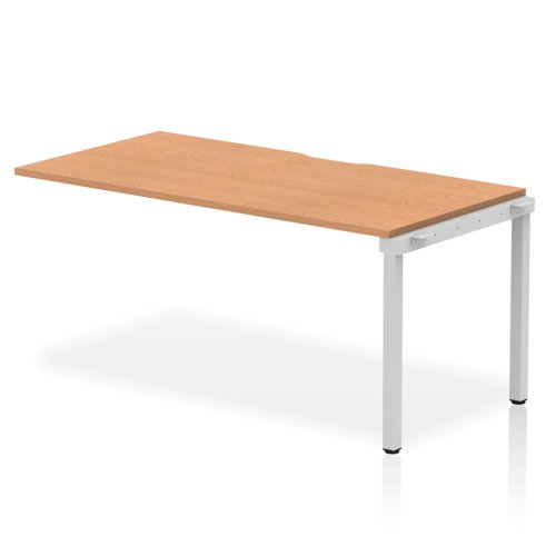 Evolve Plus 1600mm Single Row Office Bench Desk Ext Kit Oak Top Silver Frame