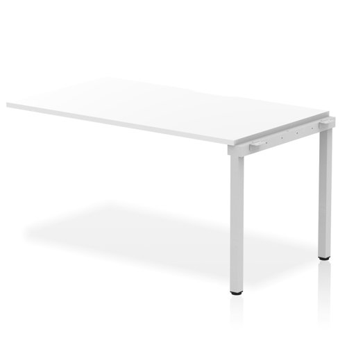 Evolve Plus 1400mm Single Row Office Bench Desk Ext Kit White Top Silver Frame