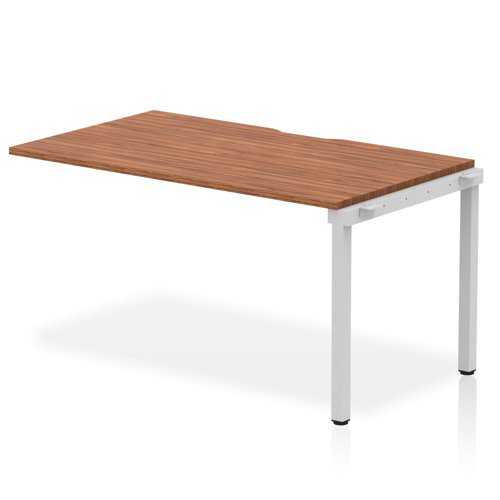 Evolve Plus 1400mm Single Row Office Bench Desk Ext Kit Walnut Top Silver Frame