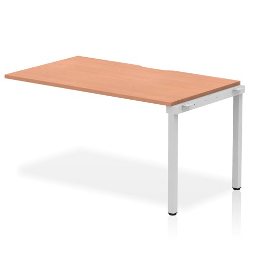 Evolve Plus 1400mm Single Row Office Bench Desk Ext Kit Beech Top Silver Frame