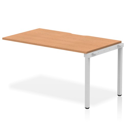 Evolve Plus 1400mm Single Row Office Bench Desk Ext Kit Oak Top Silver Frame