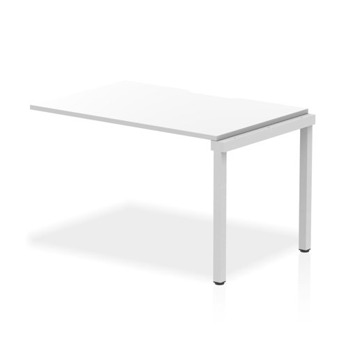 Evolve Plus 1200mm Single Row Office Bench Desk Ext Kit White Top Silver Frame