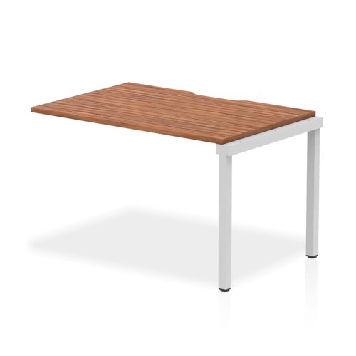 Evolve Plus 1200mm Single Row Office Bench Desk Ext Kit Walnut Top Silver Frame