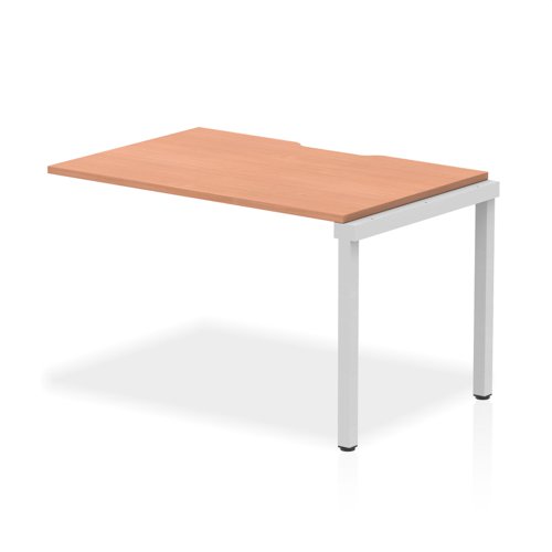 Evolve Plus 1200mm Single Row Office Bench Desk Ext Kit Beech Top Silver Frame