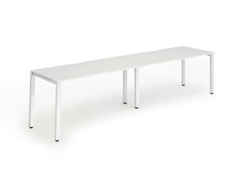 Single White Frame Bench Desk 1400 White (2 Pod)