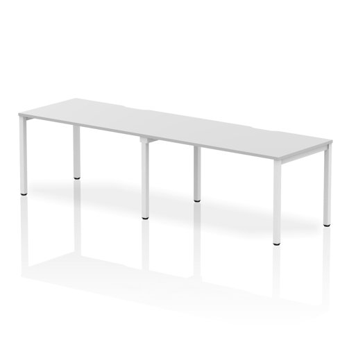 Single White Frame Bench Desk 1400 White (2 Pod)