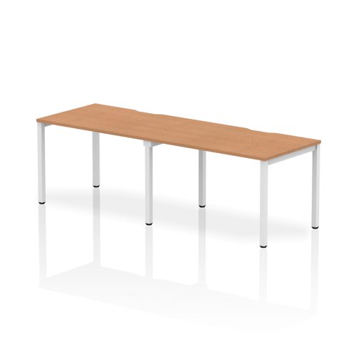 Single White Frame Bench Desk 1200 Oak (2 Pod)