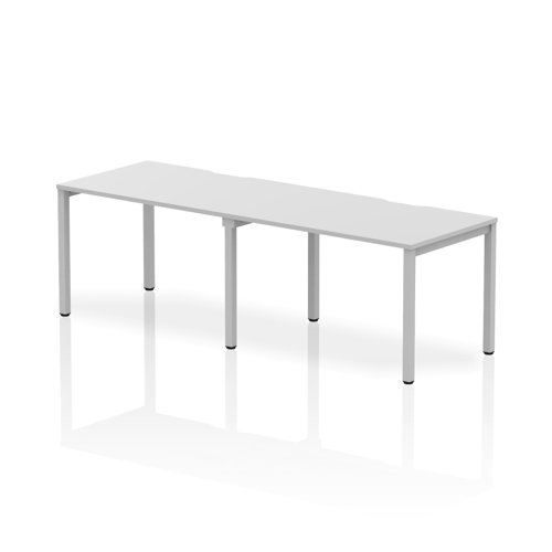Single Silver Frame Bench Desk 1200 White (2 Pod)