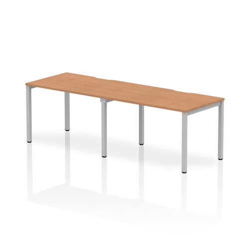 Single Silver Frame Bench Desk 1200 Oak (2 Pod)