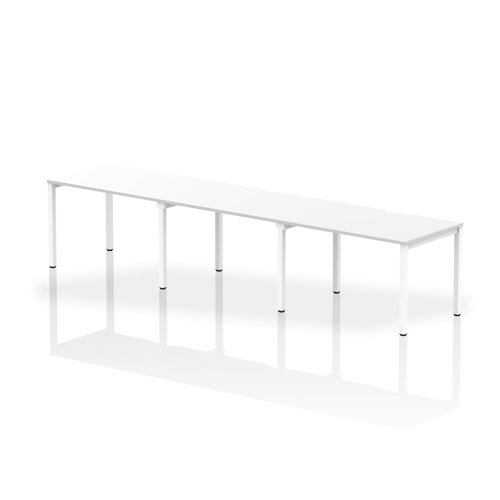 Evolve Plus 1200mm Single Row 3 Person Office Bench Desk White Top White Frame