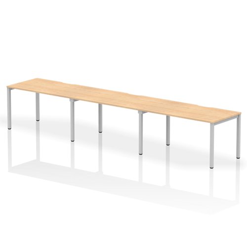 Dynamic Evolve Plus 1400mm Single Row 3 Person Desk Maple Top Silver Frame BE414