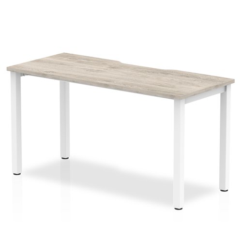 Evolve Plus 1400mm Single Starter Office Bench Desk Grey Oak Top White Frame