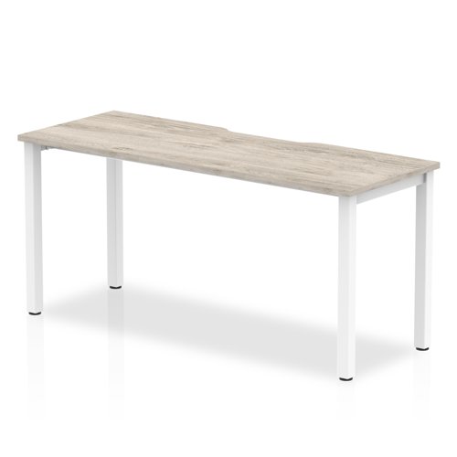 Evolve Plus 1600mm Single Starter Office Bench Desk Grey Oak Top White Frame