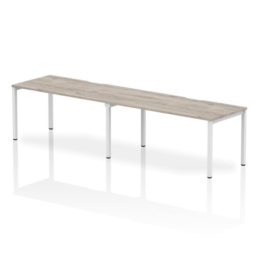 Evolve Plus 1600mm Single Row 2 Person Office Bench Desk Grey Oak Top White Frame