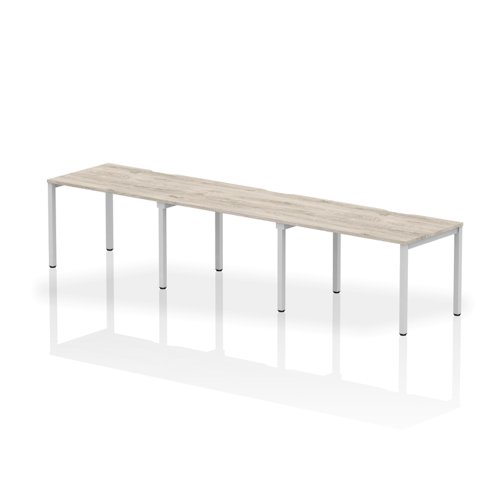Evolve Plus 1200mm Single Row 3 Person Office Bench Desk Grey Oak Top Silver Frame