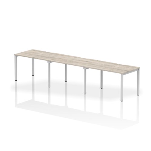 Dynamic Evolve Plus 1200mm Single Row 3 Person Desk Grey Oak Top Silver Frame BE771