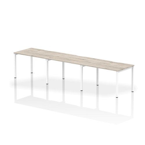 Dynamic Evolve Plus 1200mm Single Row 3 Person Desk Grey Oak Top White Frame BE772