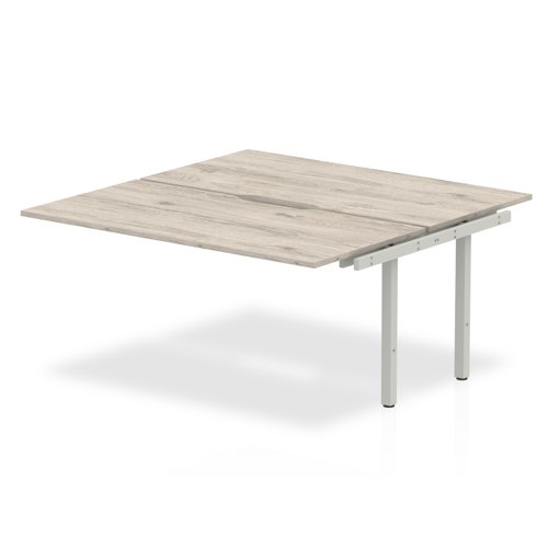 Evolve Plus 1400mm B2B Office Bench Desk Ext Kit Grey Oak Top Silver Frame
