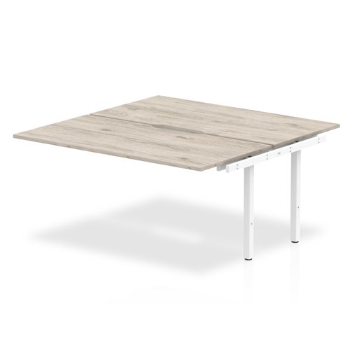 Evolve Plus 1400mm B2B Office Bench Desk Ext Kit Grey Oak Top White Frame