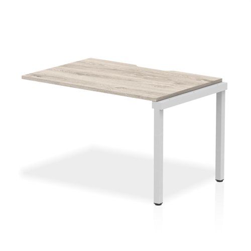 Evolve Plus 1200mm Single Row Office Bench Desk Ext Kit Grey Oak Top Silver Frame