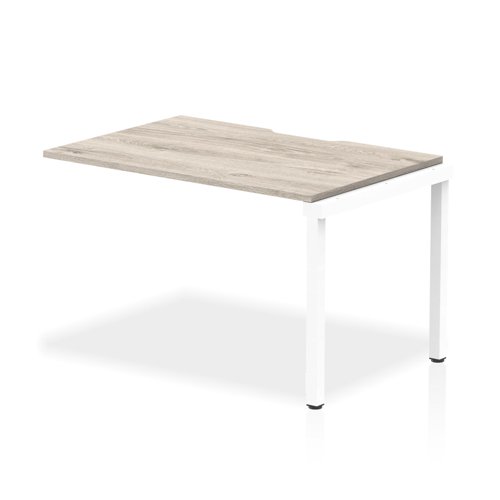 Evolve Plus 1200mm Single Row Office Bench Desk Ext Kit Grey Oak Top White Frame