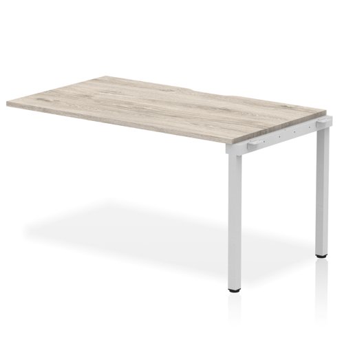 Evolve Plus 1400mm Single Row Office Bench Desk Ext Kit Grey Oak Top Silver Frame