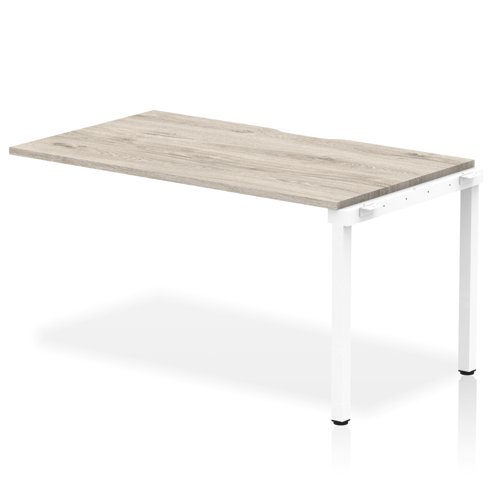 Evolve Plus 1400mm Single Row Office Bench Desk Ext Kit Grey Oak Top White Frame