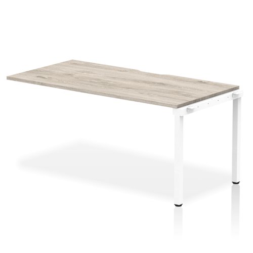 Evolve Plus 1600mm Single Row Office Bench Desk Ext Kit Grey Oak Top White Frame