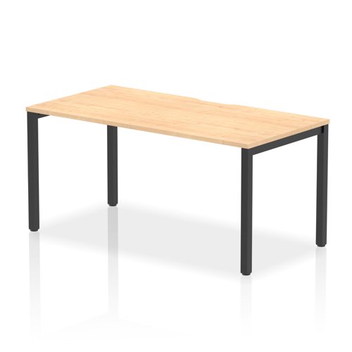 Evolve Plus 1600mm Single Starter Office Bench Desk Maple Top Black Frame