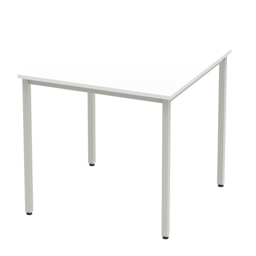Impulse 800mm Straight Table White Top Silver Box Frame Leg