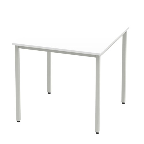 82699DY - Impulse 800mm Straight Table White Top Silver Box Frame Leg BF00114