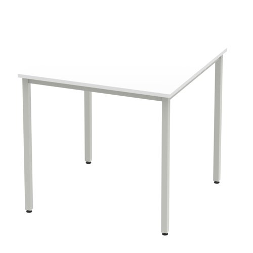 Impulse Straight Table 800 White Box Frame Leg Silver