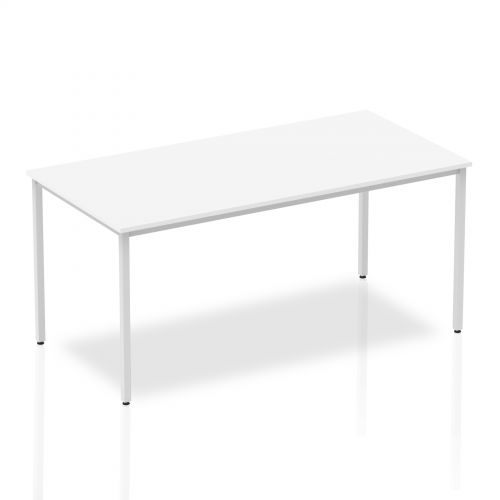 Impulse Straight Table 1600 White Box Frame Leg Silver