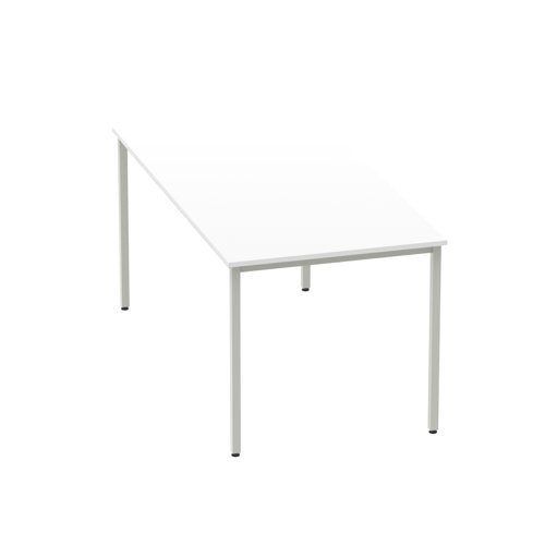 Impulse 1600mm Straight Table White Top Silver Box Frame Leg