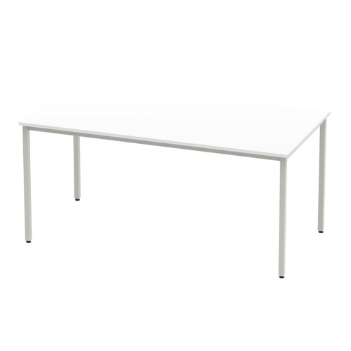 62248DY - Impulse 1600mm Straight Table White Top Silver Box Frame Leg BF00117