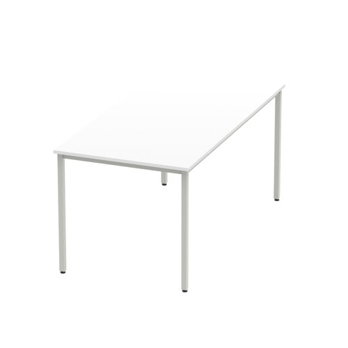 Impulse 1600mm Straight Table White Top Silver Box Frame Leg