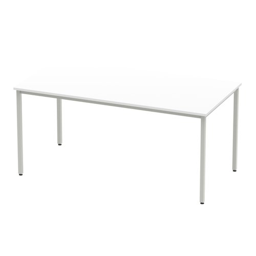 Impulse Straight Table 1600 White Box Frame Leg Silver