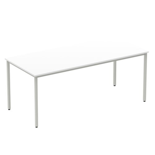 Impulse Straight Table 1800 White Box Frame Leg Silver