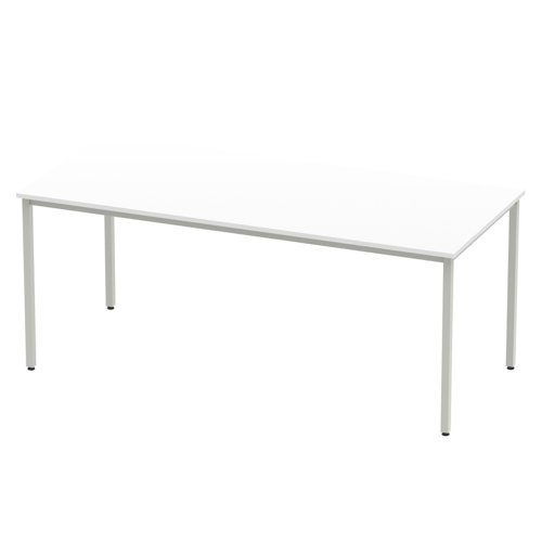 BF00118 Impulse Straight Table 1800 White Box Frame Leg Silver