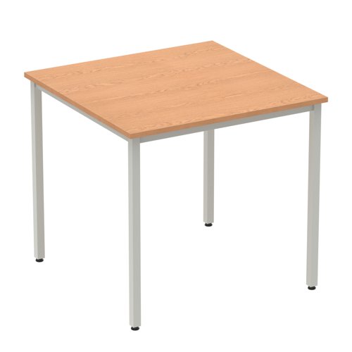 Impulse Straight Table 800 Oak Box Frame Leg Silver
