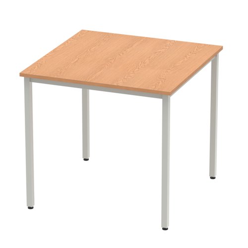 Impulse Straight Table 800 Oak Box Frame Leg Silver