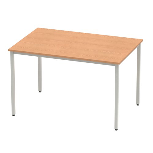 Impulse Straight Table 1200 Oak Box Frame Leg Silver